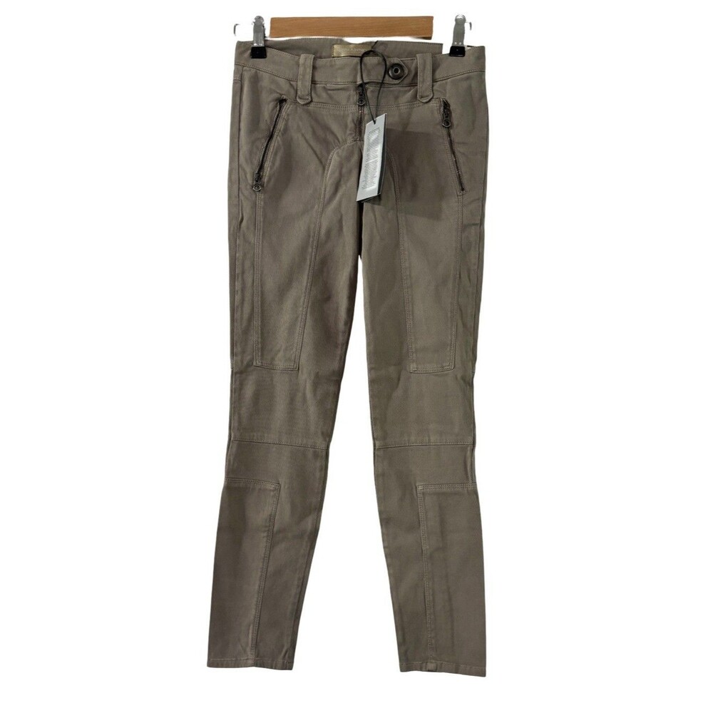 Ermanno Scervino Italian Beige Zipper Skinny Stretch Pants Size 38 US 4 NWT